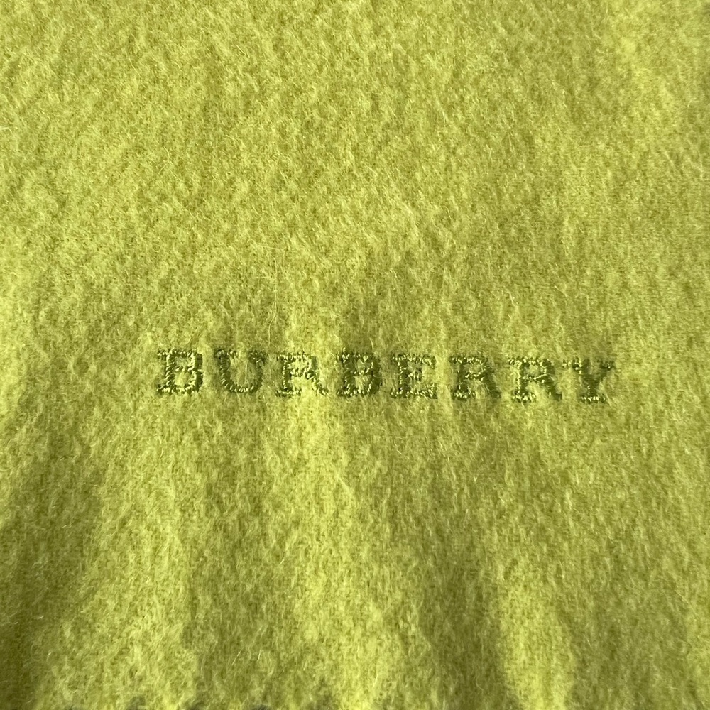 Burberry Neon Yellow 100% Cashmere Fringe Scarf #B-22 - Picture 5 of 7
